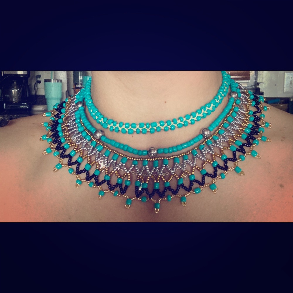 Hand beaded Native American necklace